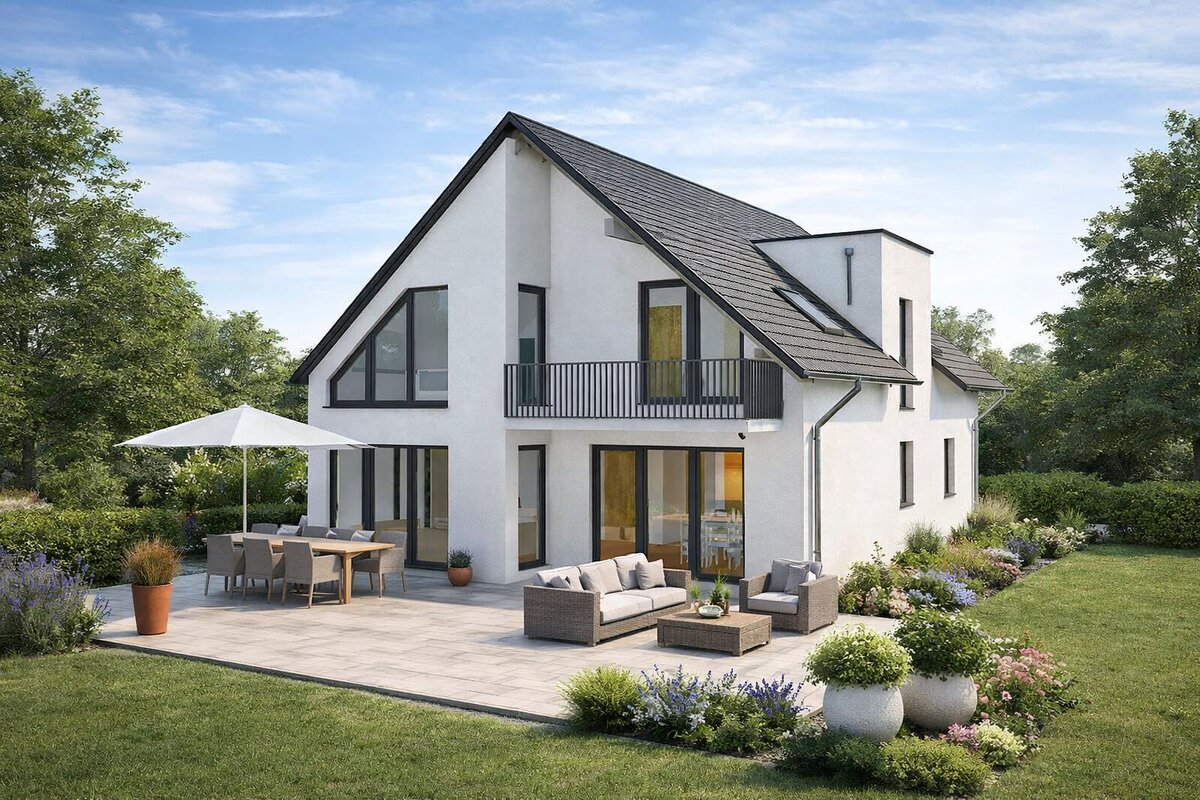 Grundriss Stadtvilla Ambiente 174 von Siewert Stadtvilla Ambiente 174 von Siewert Hausbau mit Satteldach, Balkon und großzügiger Gartenterrasse
